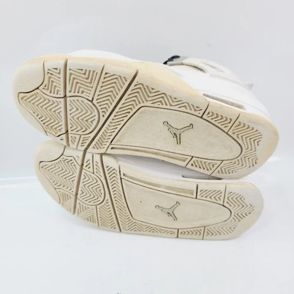 Jordan Boy's White 4 Retro BG 408452-100 Lace Up Casual Sneaker‎ Size 5Y